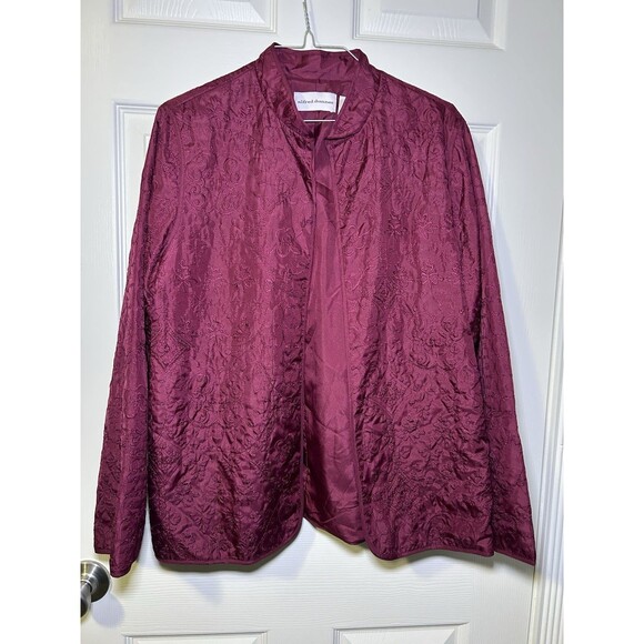 Alfred Dunner Women’s Long Sleeve Textured Pull On Jacket Wine Size 10 NWOT - Picture 1 of 8